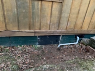 Outside view of crawl space