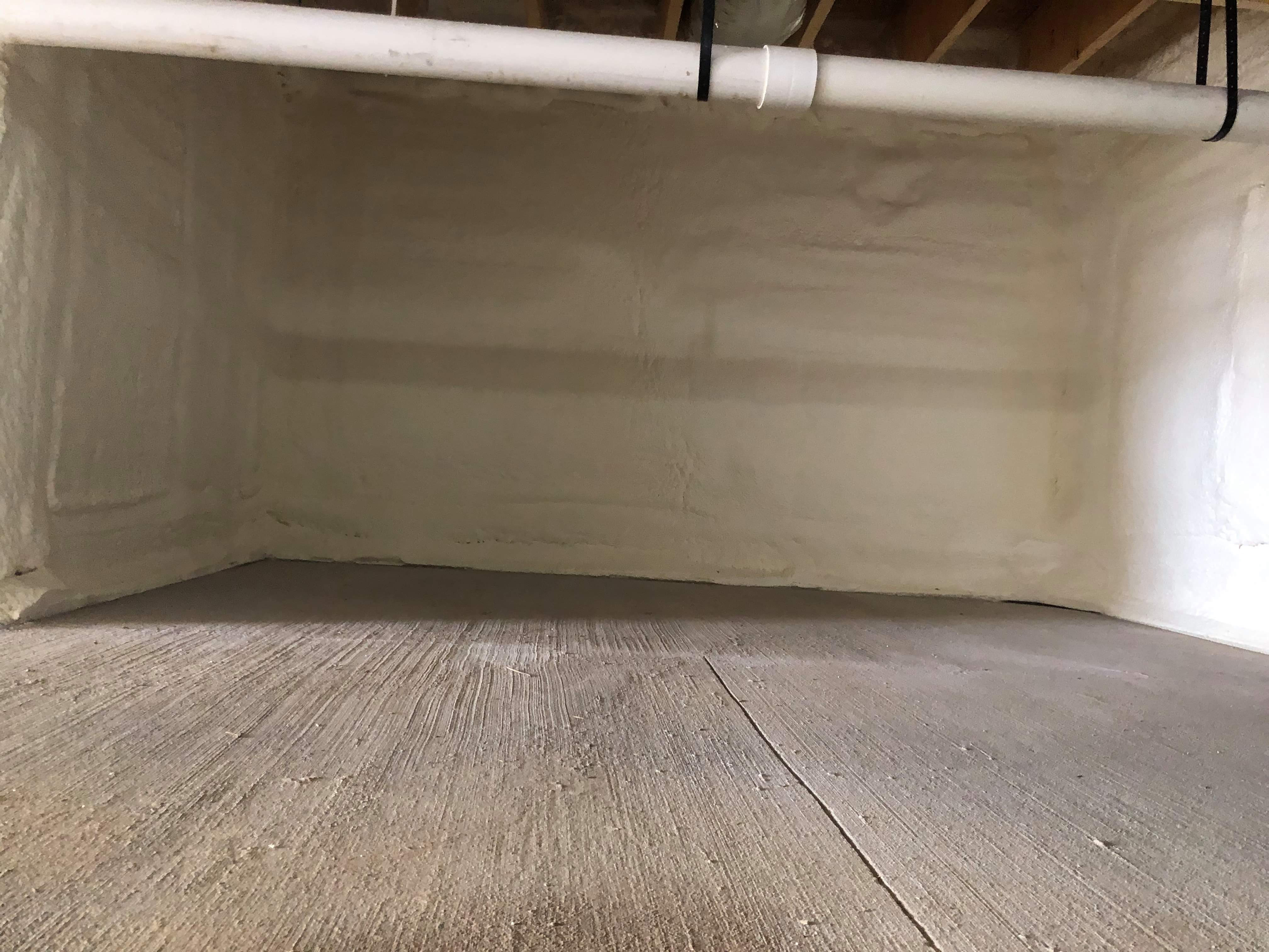Insulated wall of crawl space
